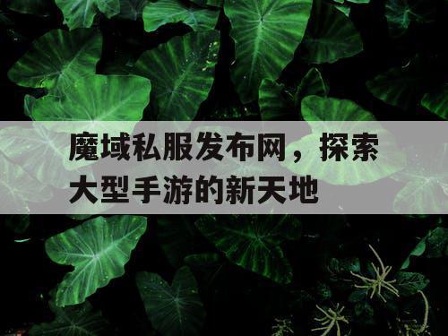 魔域私服发布网,探索大型手游的新天地 魔域私服发布网,探索大型手游的新天地