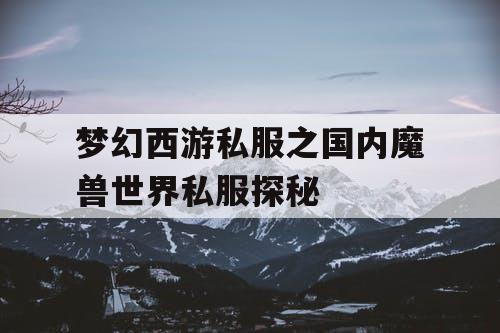 梦幻西游私服之国内魔兽世界私服探秘