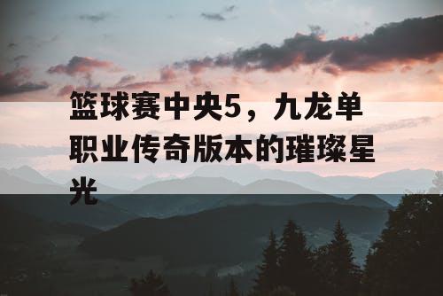 篮球赛中央5，九龙单职业传奇版本的璀璨星光