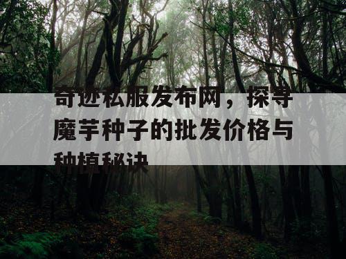 奇迹私服发布网,探寻魔芋种子的批发价格与种植秘诀 奇迹私服发布网,探寻魔芋种子的批发价格与种植秘诀