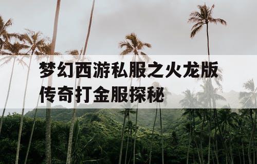 梦幻西游私服之火龙版传奇打金服探秘 梦幻西游私服之火龙版传奇打金服探秘