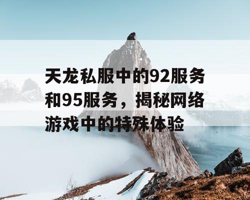 天龙私服中的92服务和95服务,揭秘网络游戏中的特殊体验 天龙私服中的92服务和95服务,揭秘网络游戏中的特殊体验