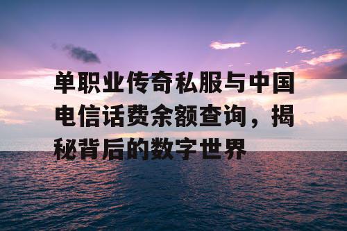 单职业传奇私服与中国电信话费余额查询,揭秘背后的数字世界 单职业传奇私服与中国电信话费余额查询,揭秘背后的数字世界