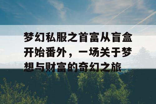 梦幻私服之首富从盲盒开始番外,一场关于梦想与财富的奇幻之旅 梦幻私服之首富从盲盒开始番外,一场关于梦想与财富的奇幻之旅