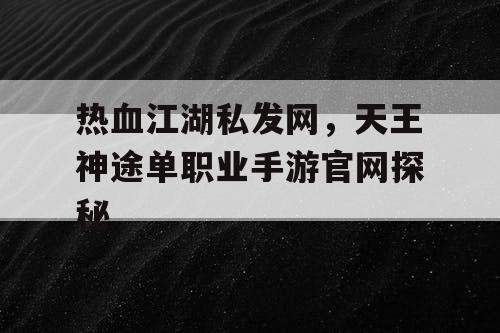 热血江湖私发网,天王神途单职业手游官网探秘 热血江湖私发网,天王神途单职业手游官网探秘